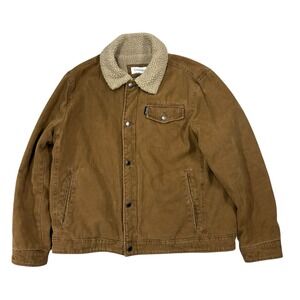 Calvin Klein Corduroy Jacket Men's XL Brown Sherpa Lined‎ Button Chore